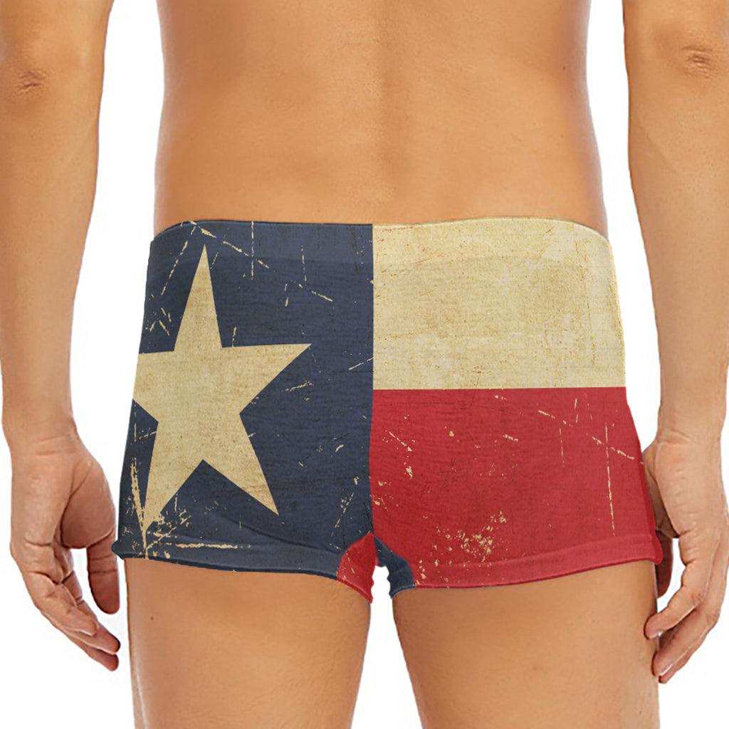 Vintage Texas Flag Print Men's Short Boxer Briefs