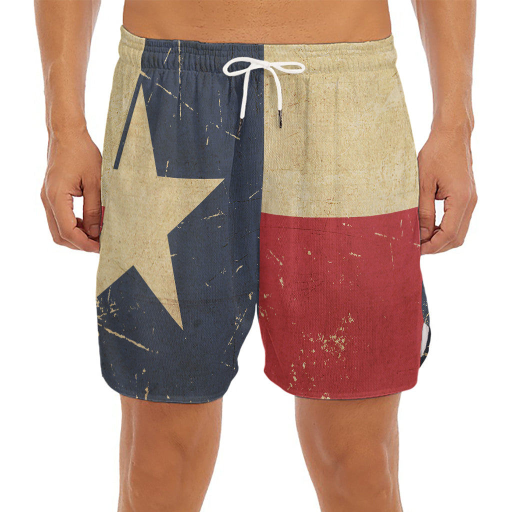 Vintage Texas Flag Print Men's Split Running Shorts