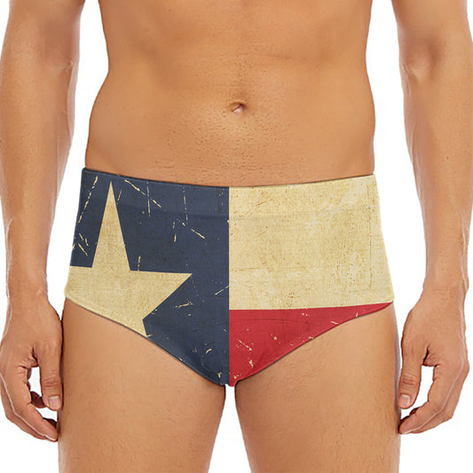 Vintage Texas Flag Print Men's Triangle Swim Briefs