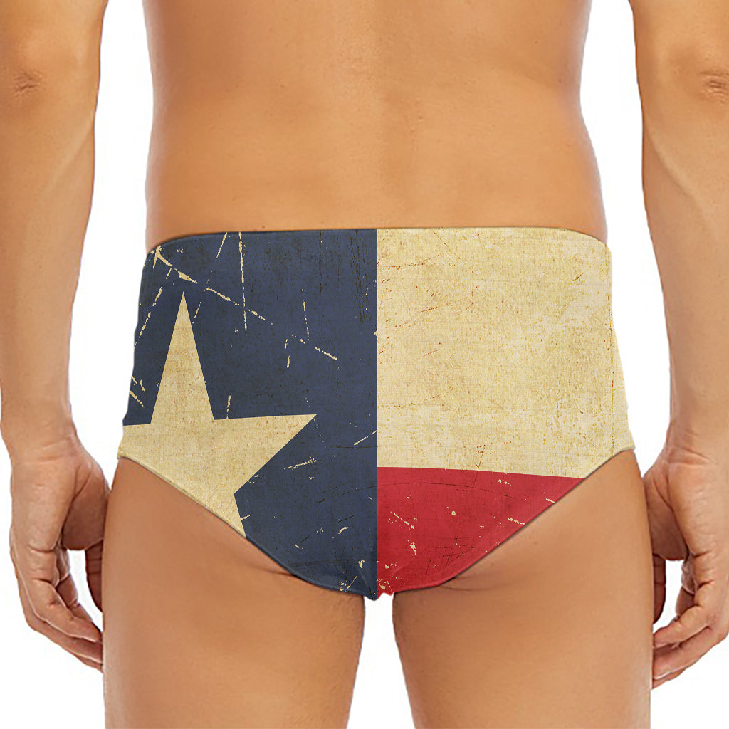 Vintage Texas Flag Print Men's Triangle Swim Briefs