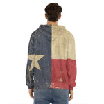 Vintage Texas Flag Print Men's Velvet Pullover Hoodie