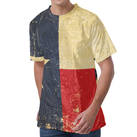 Vintage Texas Flag Print Men's Velvet T-Shirt