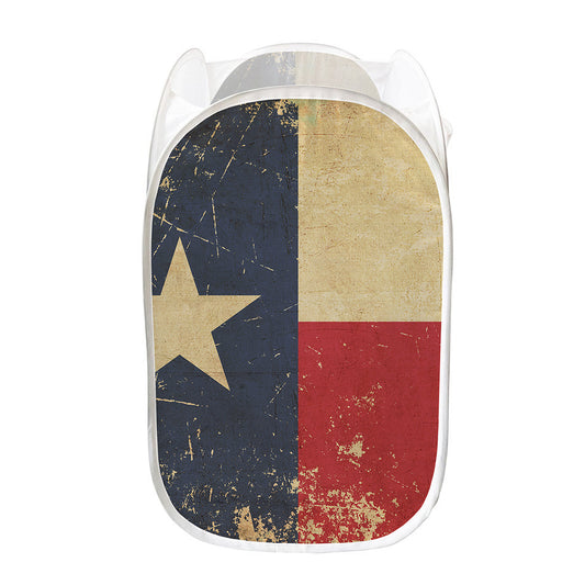 Vintage Texas Flag Print Mesh Laundry Hamper