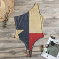 Vintage Texas Flag Print One Shoulder Bodysuit