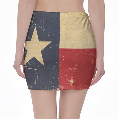 Vintage Texas Flag Print Pencil Mini Skirt