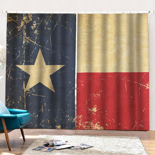 Vintage Texas Flag Print Pencil Pleat Curtains