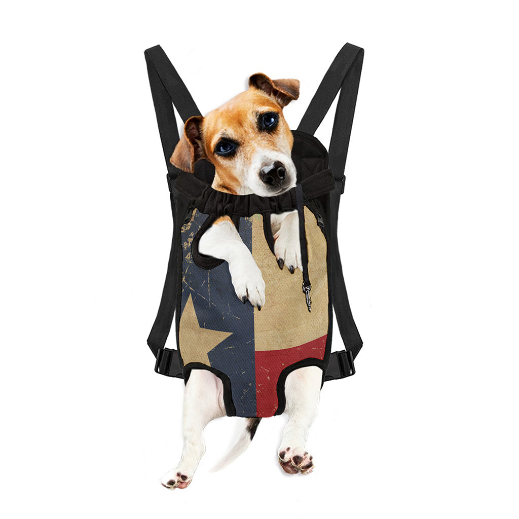 Vintage Texas Flag Print Pet Carrier Backpack