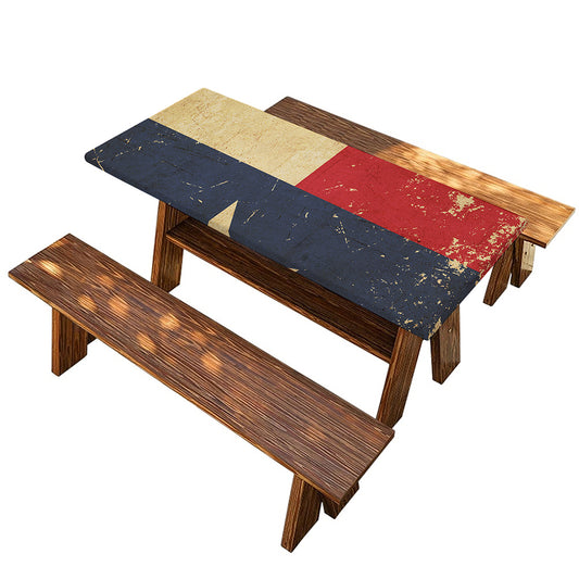 Vintage Texas Flag Print Picnic Table Cover