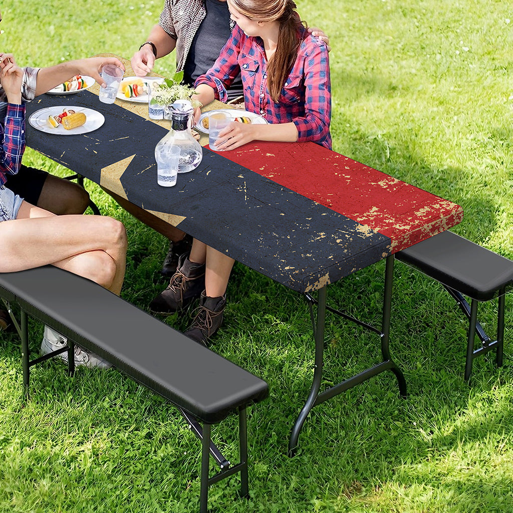 Vintage Texas Flag Print Picnic Table Cover