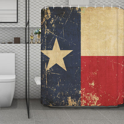 Vintage Texas Flag Print Polyester Shower Curtain