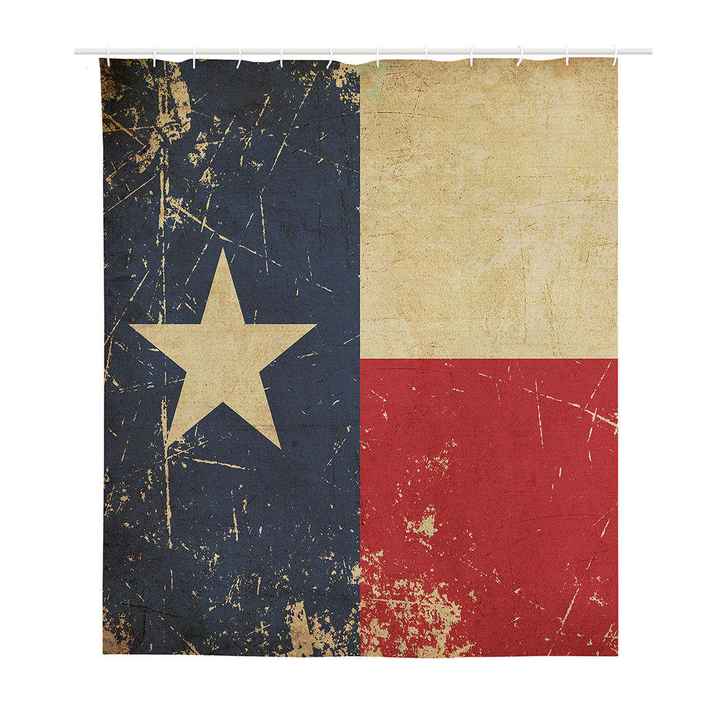 Vintage Texas Flag Print Polyester Shower Curtain