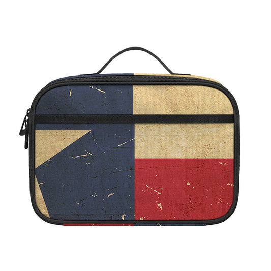 Vintage Texas Flag Print Portable Lunch Bag
