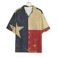 Vintage Texas Flag Print Rayon Hawaiian Shirt