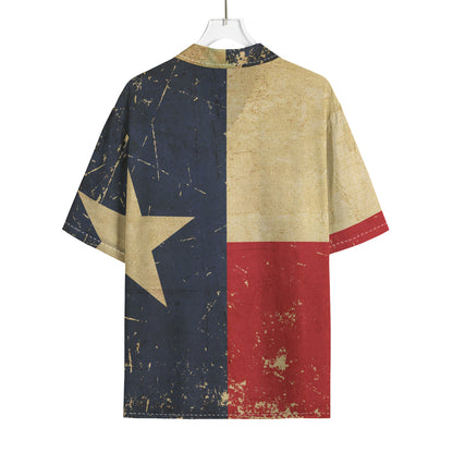 Vintage Texas Flag Print Rayon Hawaiian Shirt