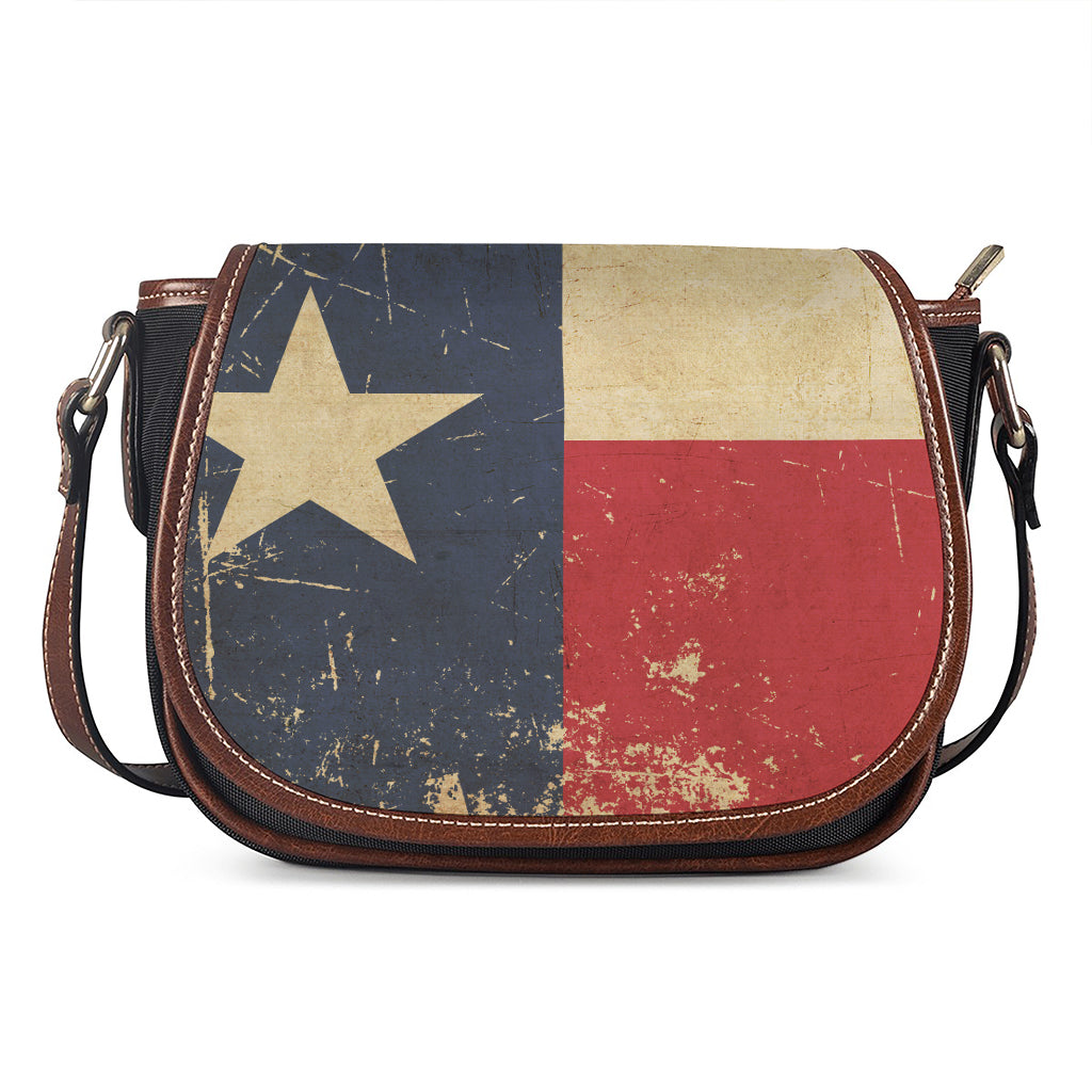 Vintage Texas Flag Print Saddle Bag