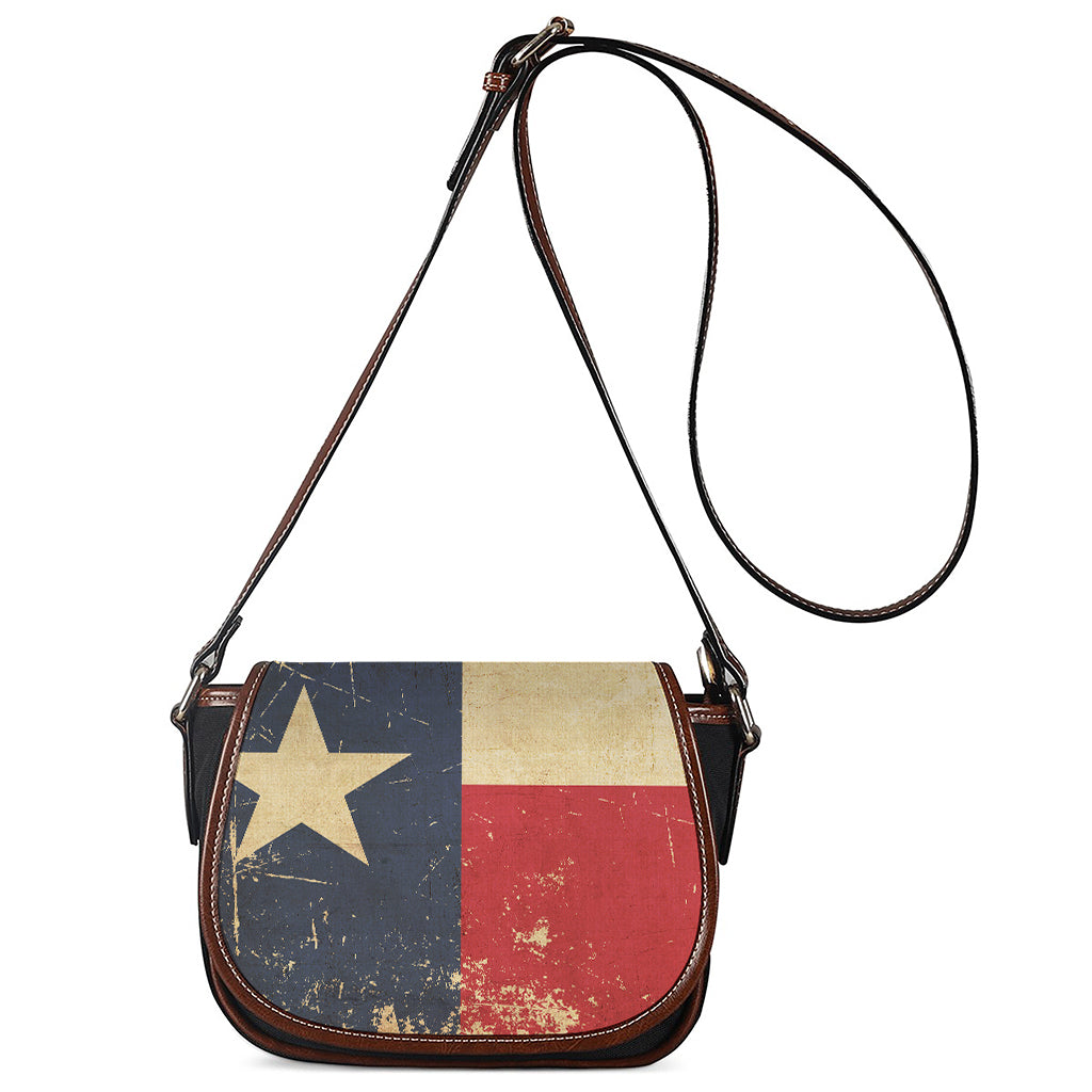 Vintage Texas Flag Print Saddle Bag