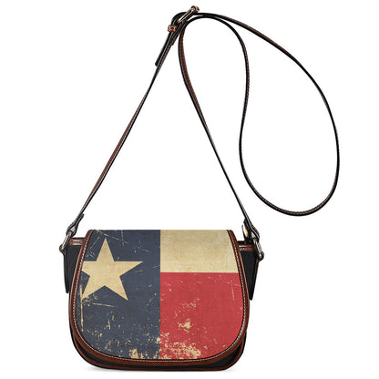 Vintage Texas Flag Print Saddle Bag