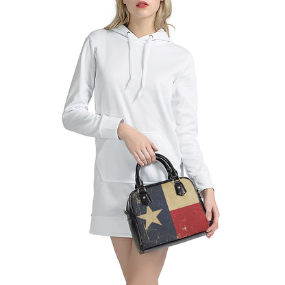 Vintage Texas Flag Print Shoulder Handbag