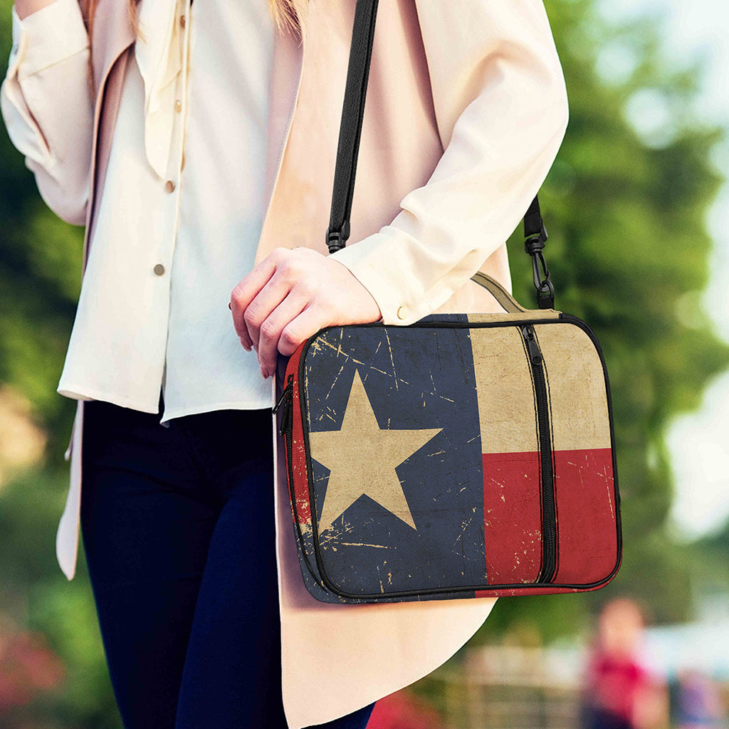 Vintage Texas Flag Print Shoulder Strap Bible Bag