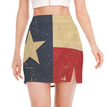 Vintage Texas Flag Print Side Slit Mini Skirt