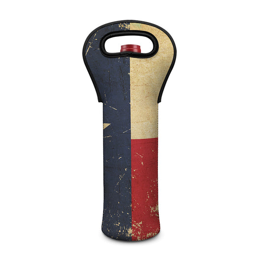 Vintage Texas Flag Print Single Neoprene Wine Tote