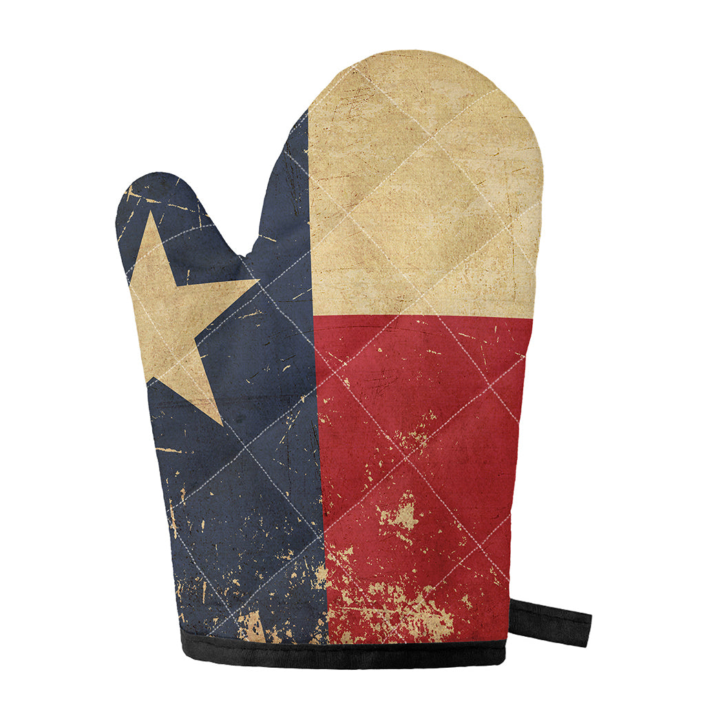 Vintage Texas Flag Print Single Oven Mitt