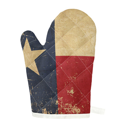 Vintage Texas Flag Print Single Oven Mitt