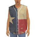 Vintage Texas Flag Print Sleeveless Baseball Jersey