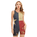 Vintage Texas Flag Print Sleeveless One Piece Swimsuit