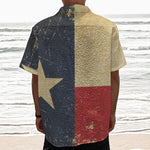 Vintage Texas Flag Print Textured Short Sleeve Shirt