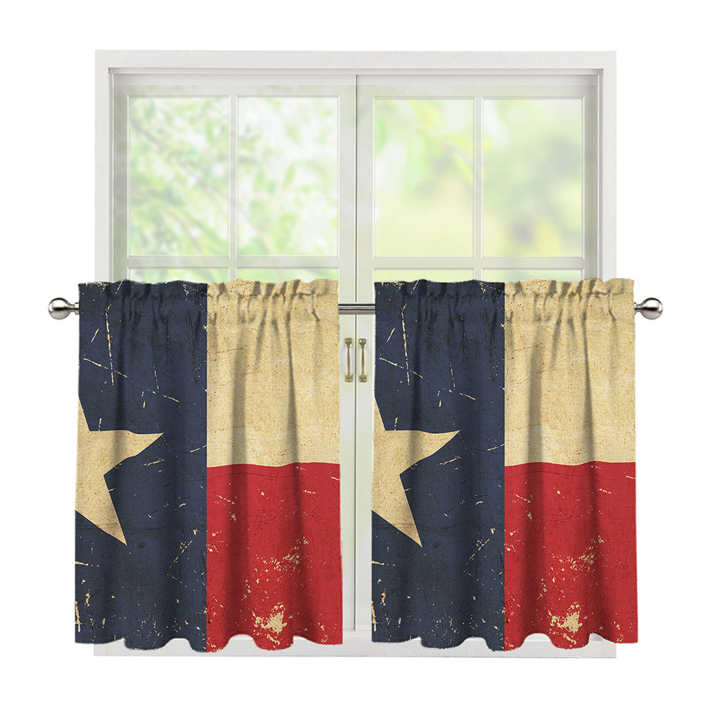 Vintage Texas Flag Print Tier Curtains