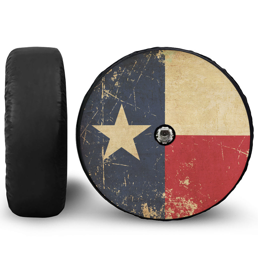 Vintage Texas Flag Print Tire Cover With Camera Hole