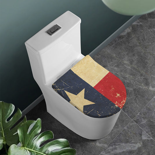 Vintage Texas Flag Print Toilet Lid Cover