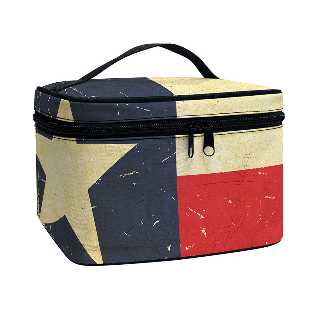 Vintage Texas Flag Print Travel Makeup Bag