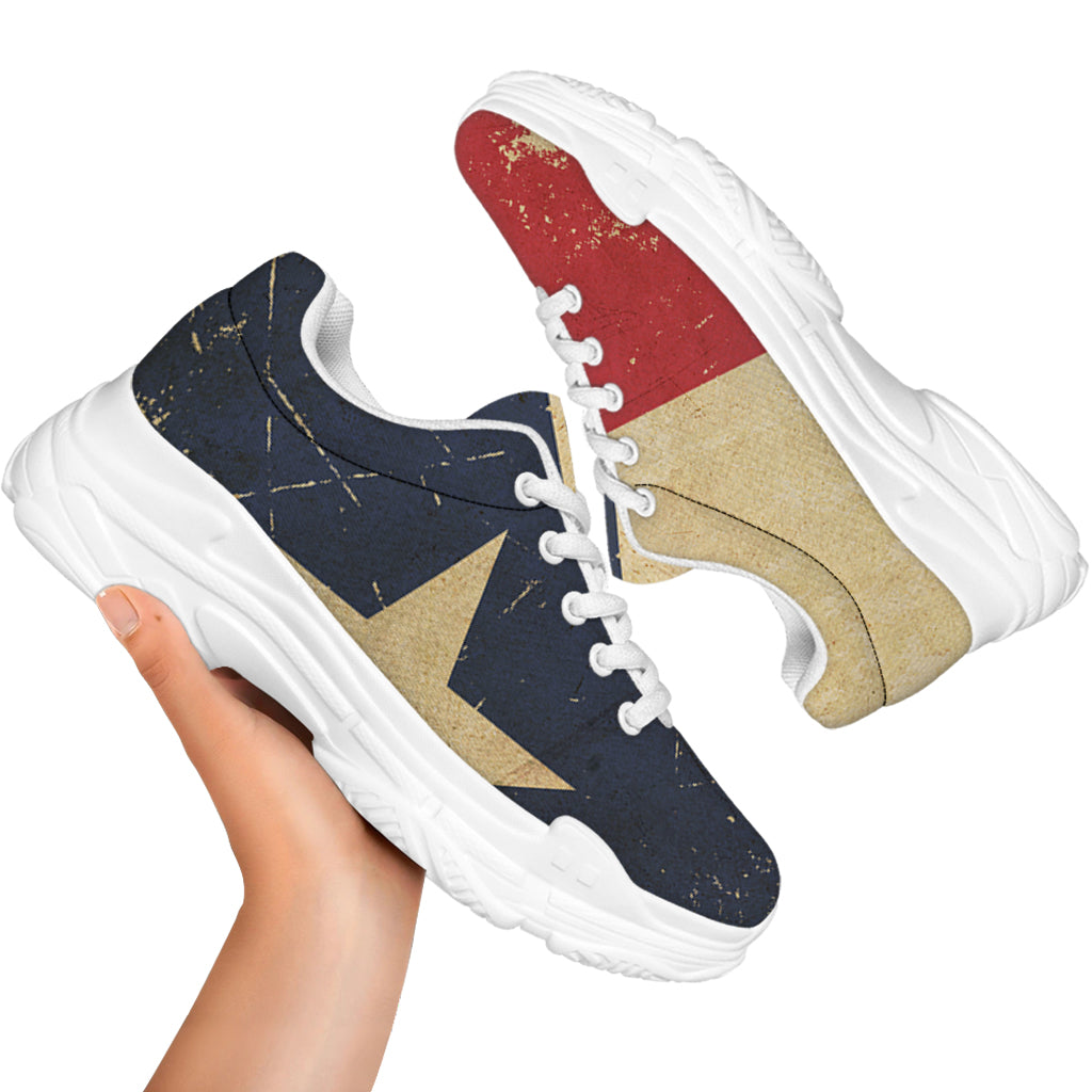 Vintage Texas Flag Print White Chunky Shoes