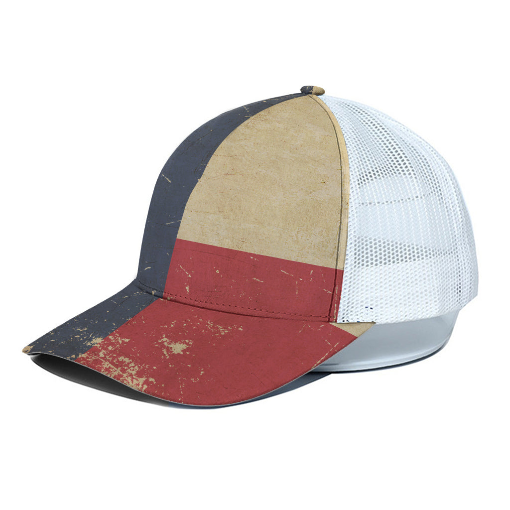 Vintage Texas Flag Print White Mesh Trucker Cap