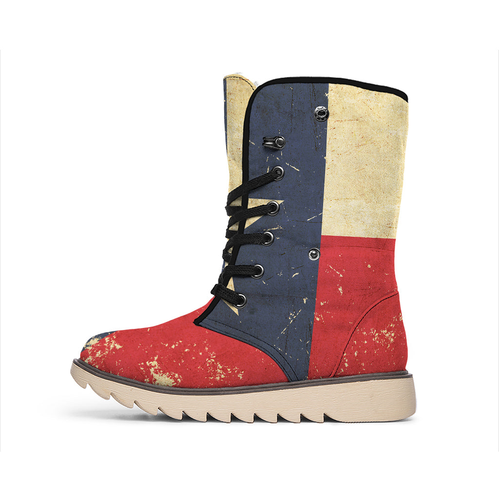 Vintage Texas Flag Print Winter Boots