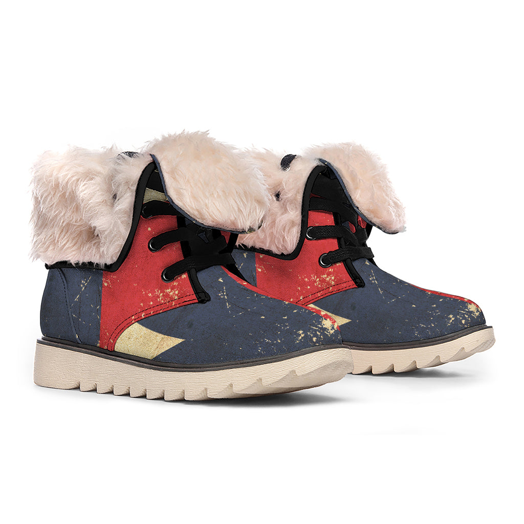 Vintage Texas Flag Print Winter Boots