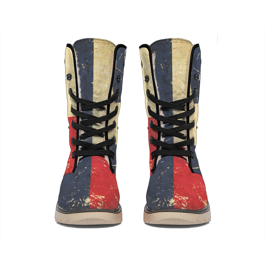 Vintage Texas Flag Print Winter Boots