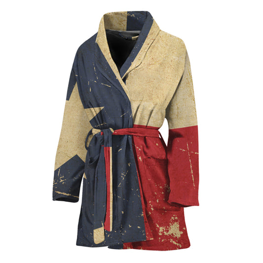Vintage Texas Flag Print Women's Bathrobe
