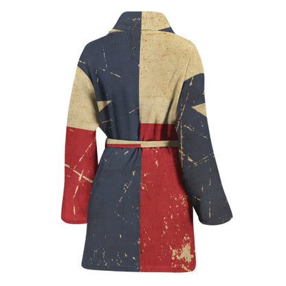 Vintage Texas Flag Print Women's Bathrobe