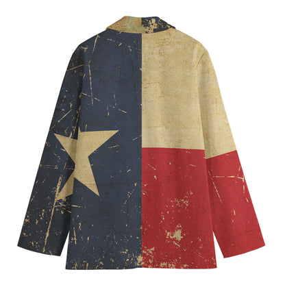 Vintage Texas Flag Print Women's Cotton Blazer