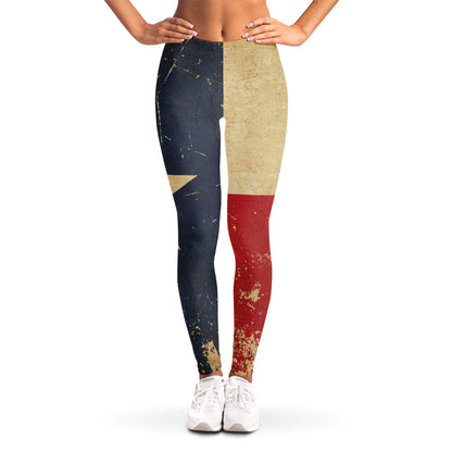 Vintage Texas Flag Print Women's Leggings
