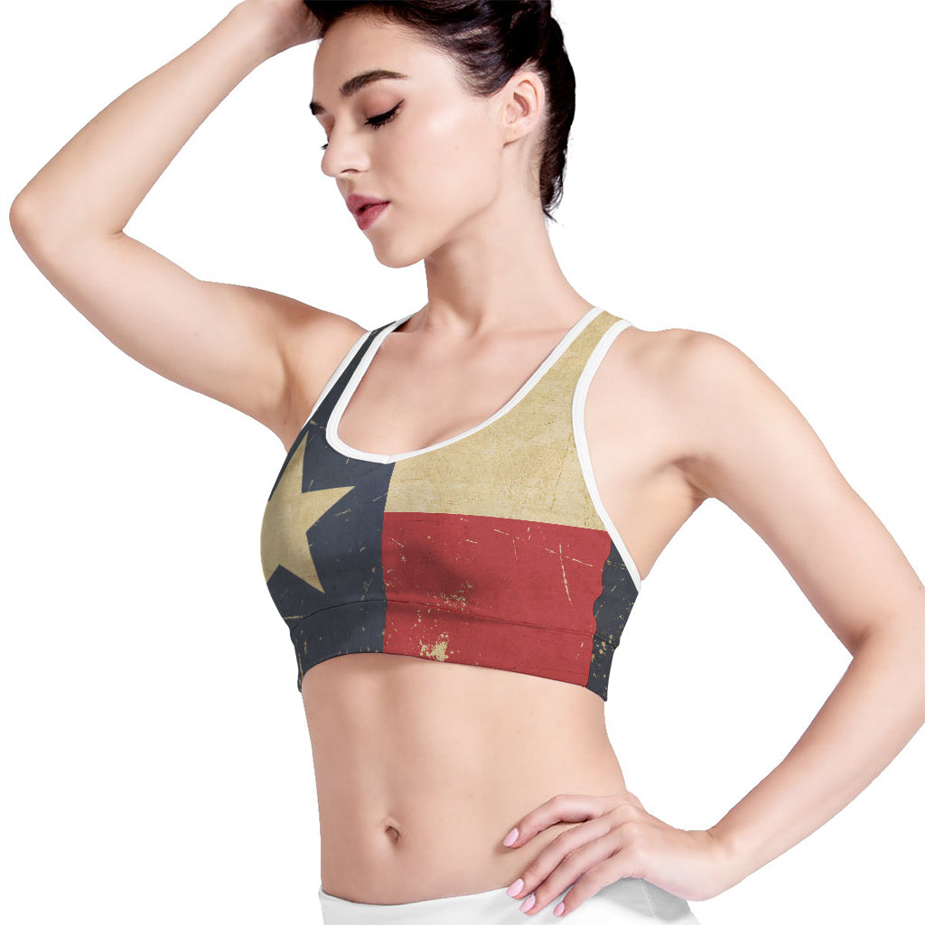 Vintage Texas Flag Print Women's Sports Bra