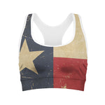 Vintage Texas Flag Print Women's Sports Bra
