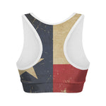 Vintage Texas Flag Print Women's Sports Bra