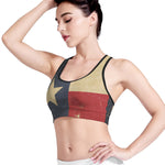 Vintage Texas Flag Print Women's Sports Bra