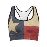 Vintage Texas Flag Print Women's Sports Bra