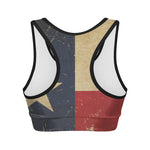 Vintage Texas Flag Print Women's Sports Bra