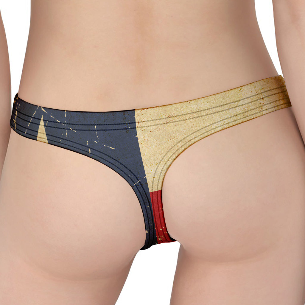 Vintage Texas Flag Print Women's Thong